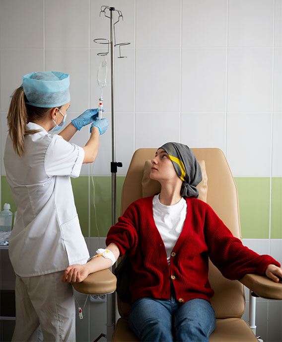 Cancer patient receiving professional home care